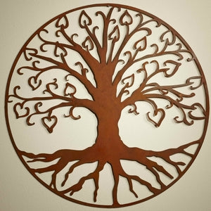 Elizabeth Keith Tree of Life with Hearts Metal Art