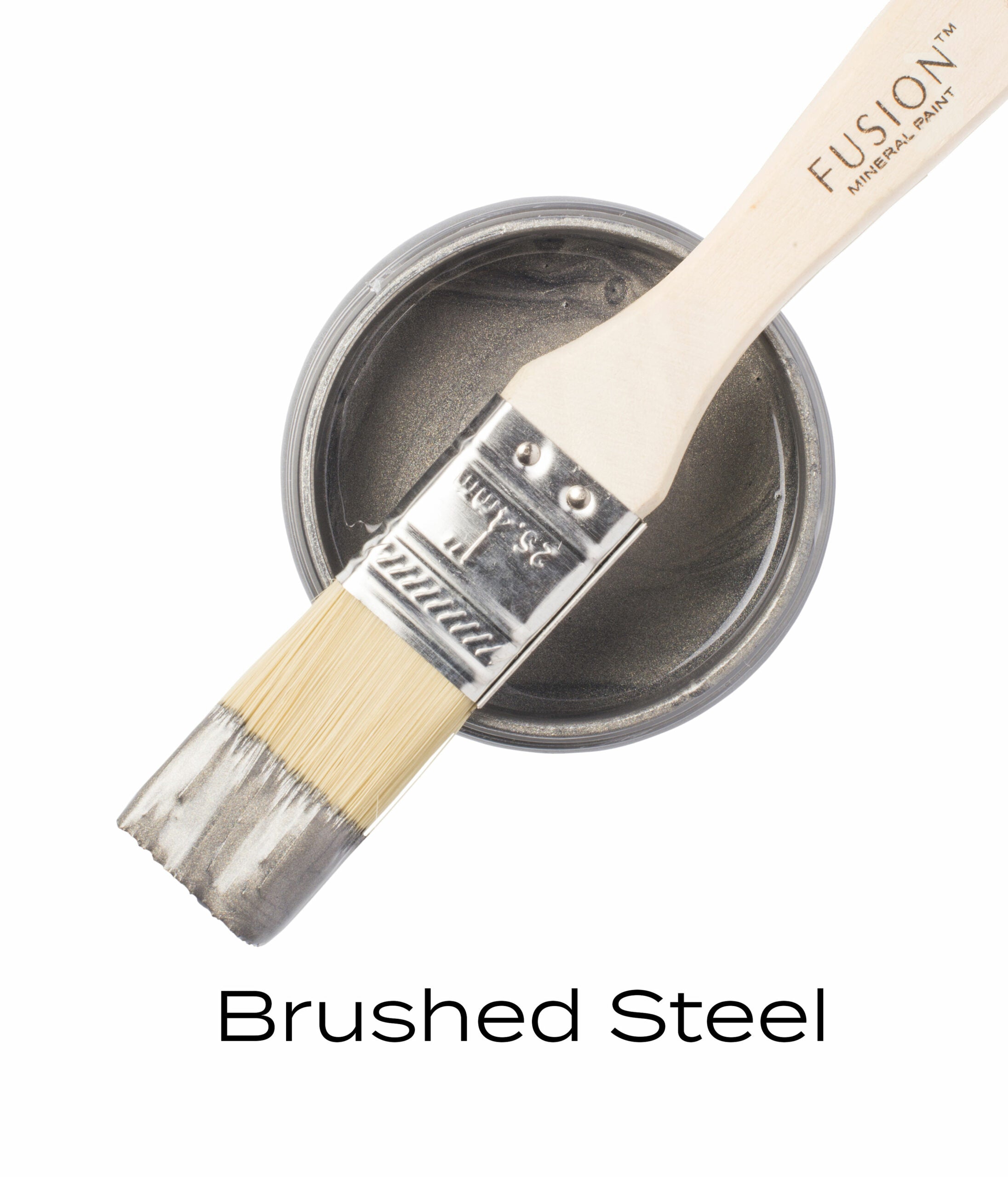 Fusion mineral paint brushed steel pint and brush