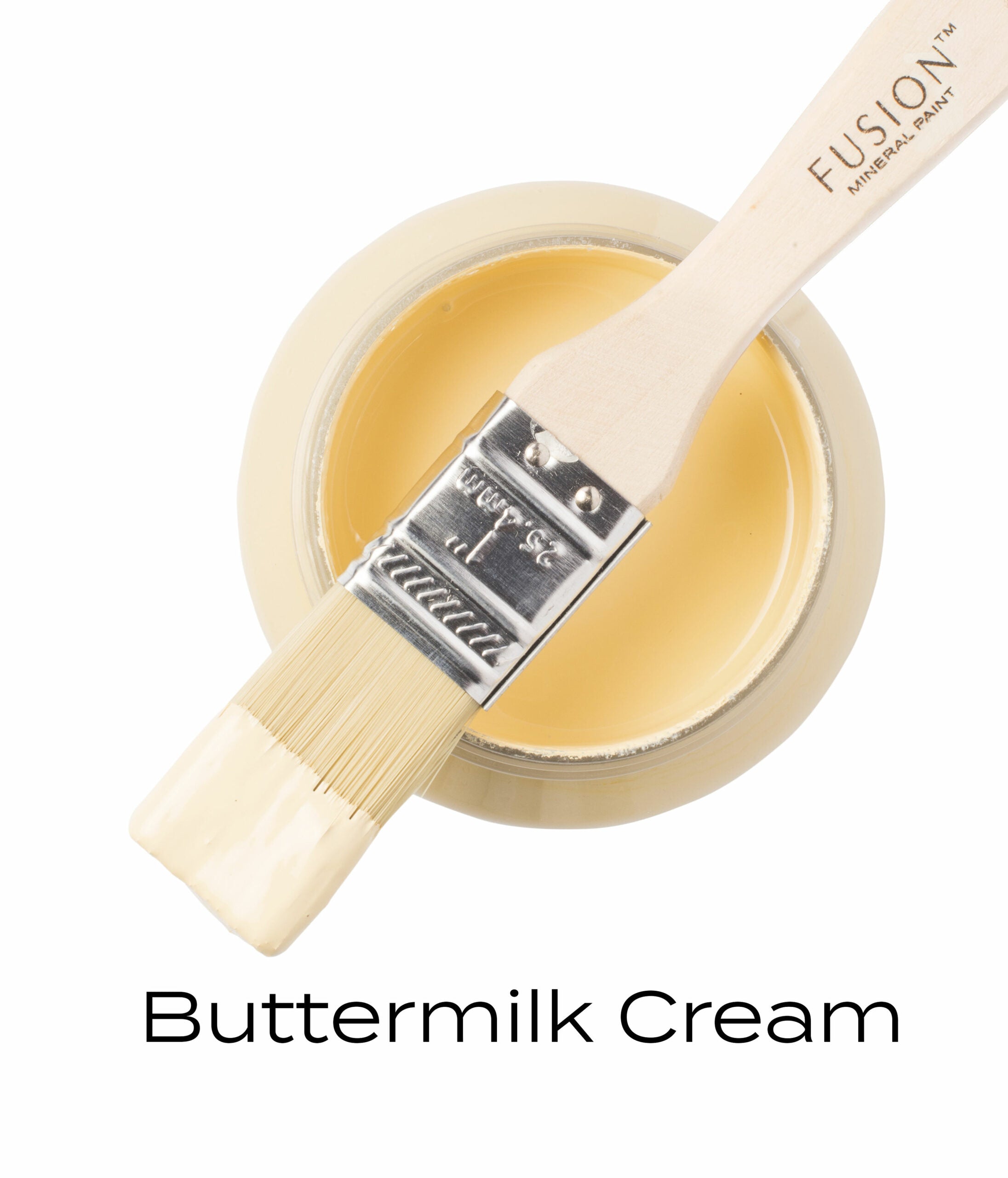 Fusion Mineral Paint Buttermilk Cream brush and pint
