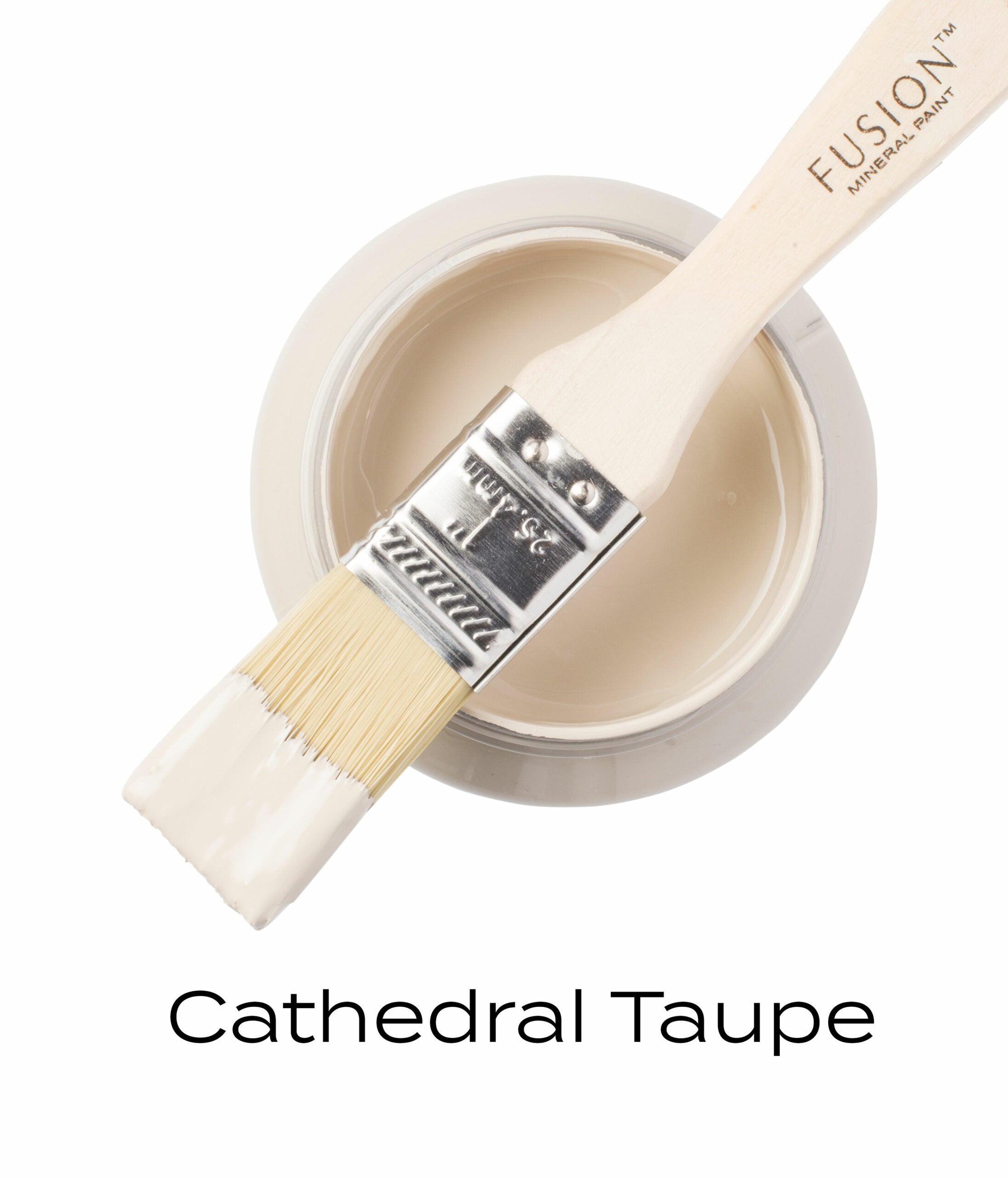 Fusion Mineral Paint Cathedral Taupe brush and pint