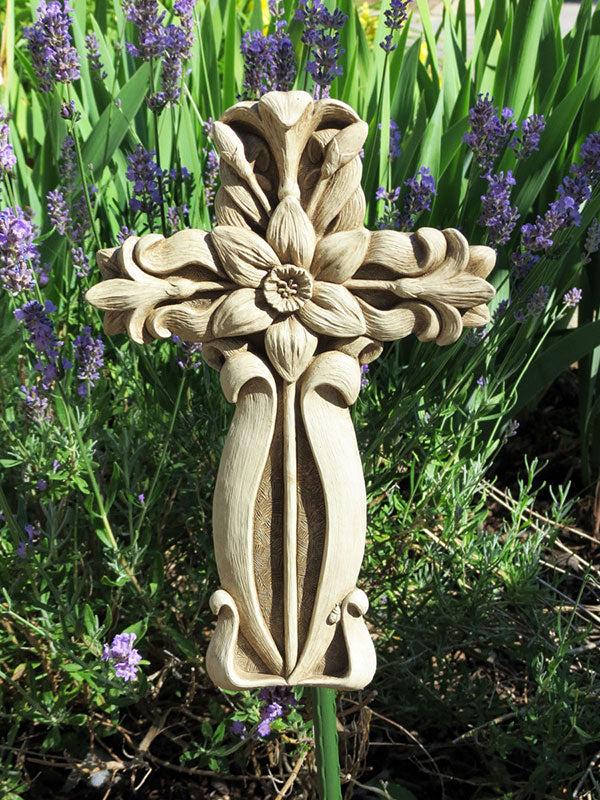 Carruth Studio Garden Floral Cross Stone Sculpture – Secret Garden Shop